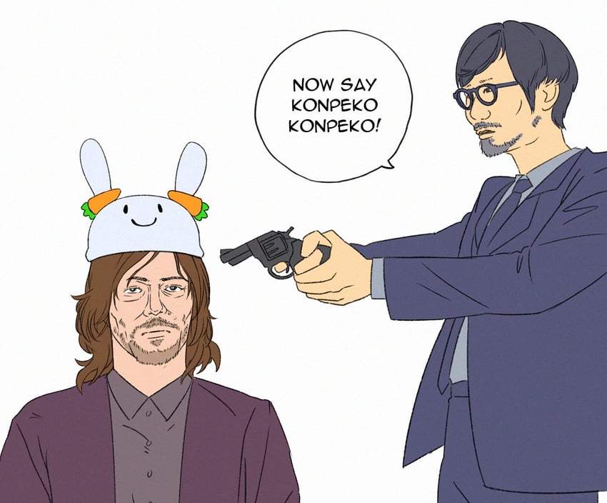 pekomon, norman reedus, and kojima hideo (hololive and 3 more) drawn by pkoi