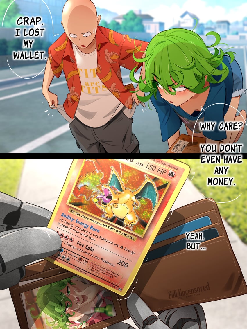 tatsumaki, charizard, saitama, and genos (pokemon and 2 more) drawn by khyle.